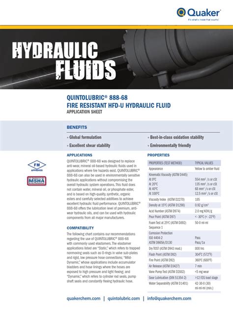 quintolubric 888 68|Hydraulic Fluid Service Guide .